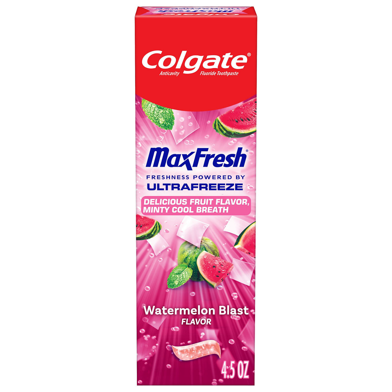 Colgate Max Fresh Anticavity Fluoride Toothpaste, Watermelon Blast with Mint, 4.5 oz.