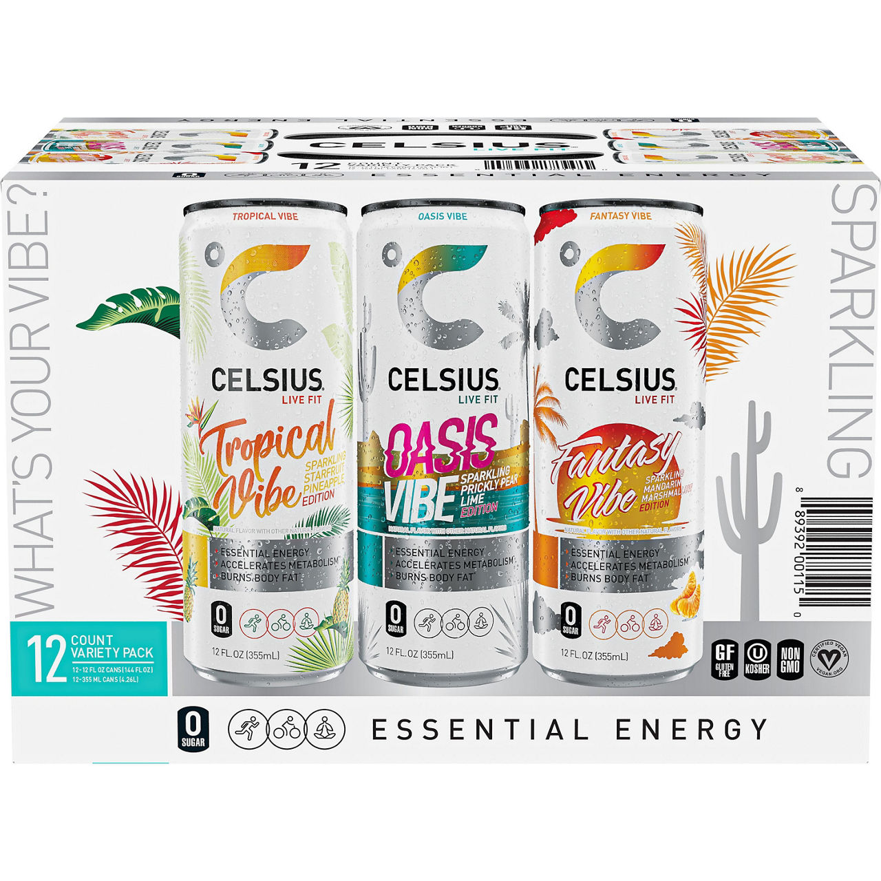 Celsius Live Fit Energy Drink Variety 12 Fl Oz, 12 Count