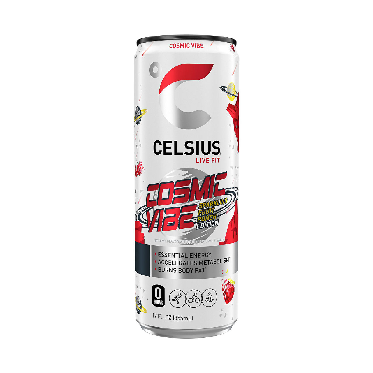 Celsius Live Fit Cosmic Vibe Energy Drink Sparkling Fruit Punch 12 Fl Oz