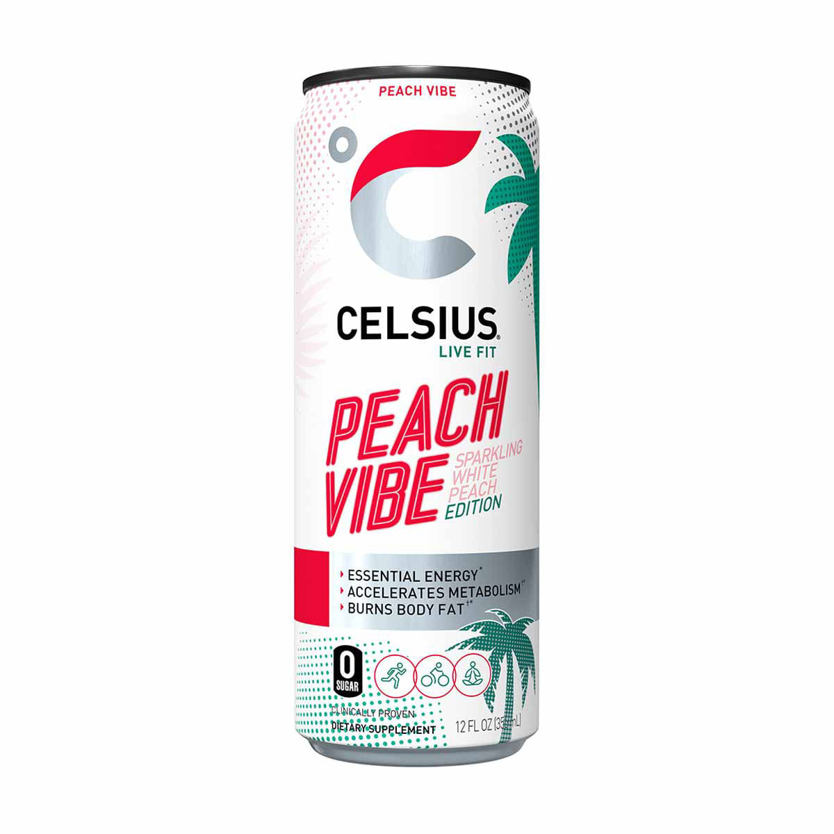 Celsius Live Fit Energy Drink Sparkling Peach Vibe 12 Fl Oz