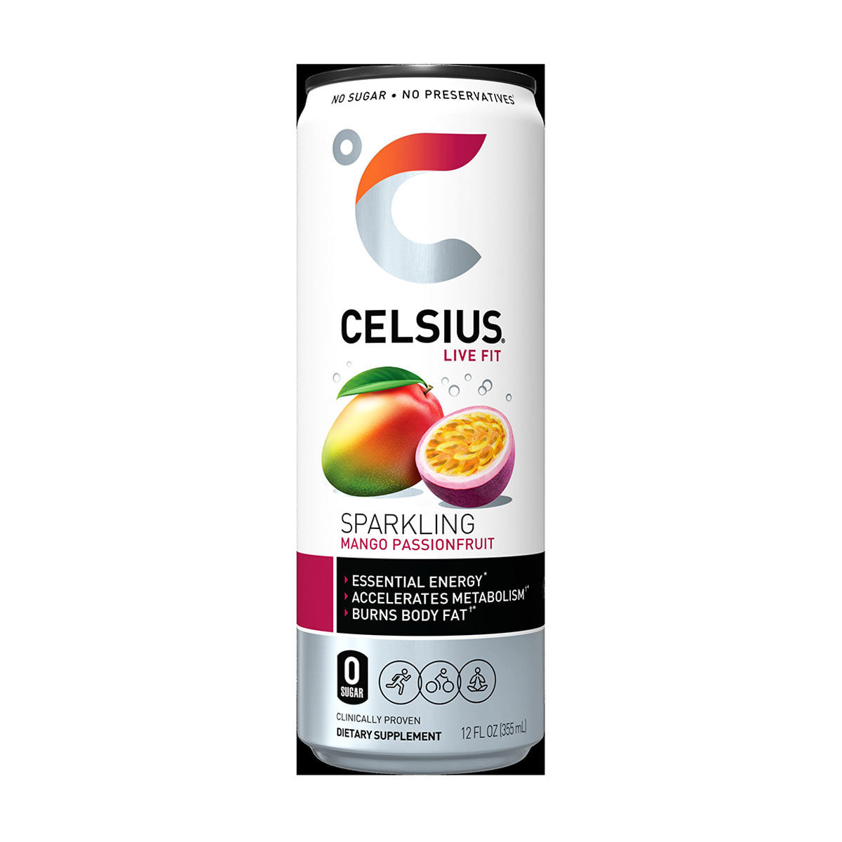 Celsius Sparkling Dietary Supplement - Mango Passionfruit, 12 fl oz
